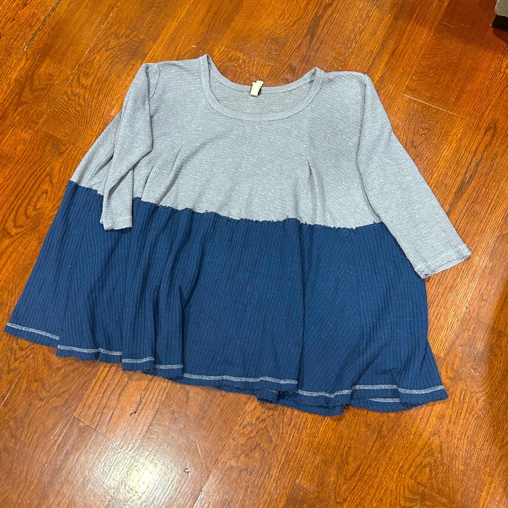 Grey and navy tunic top